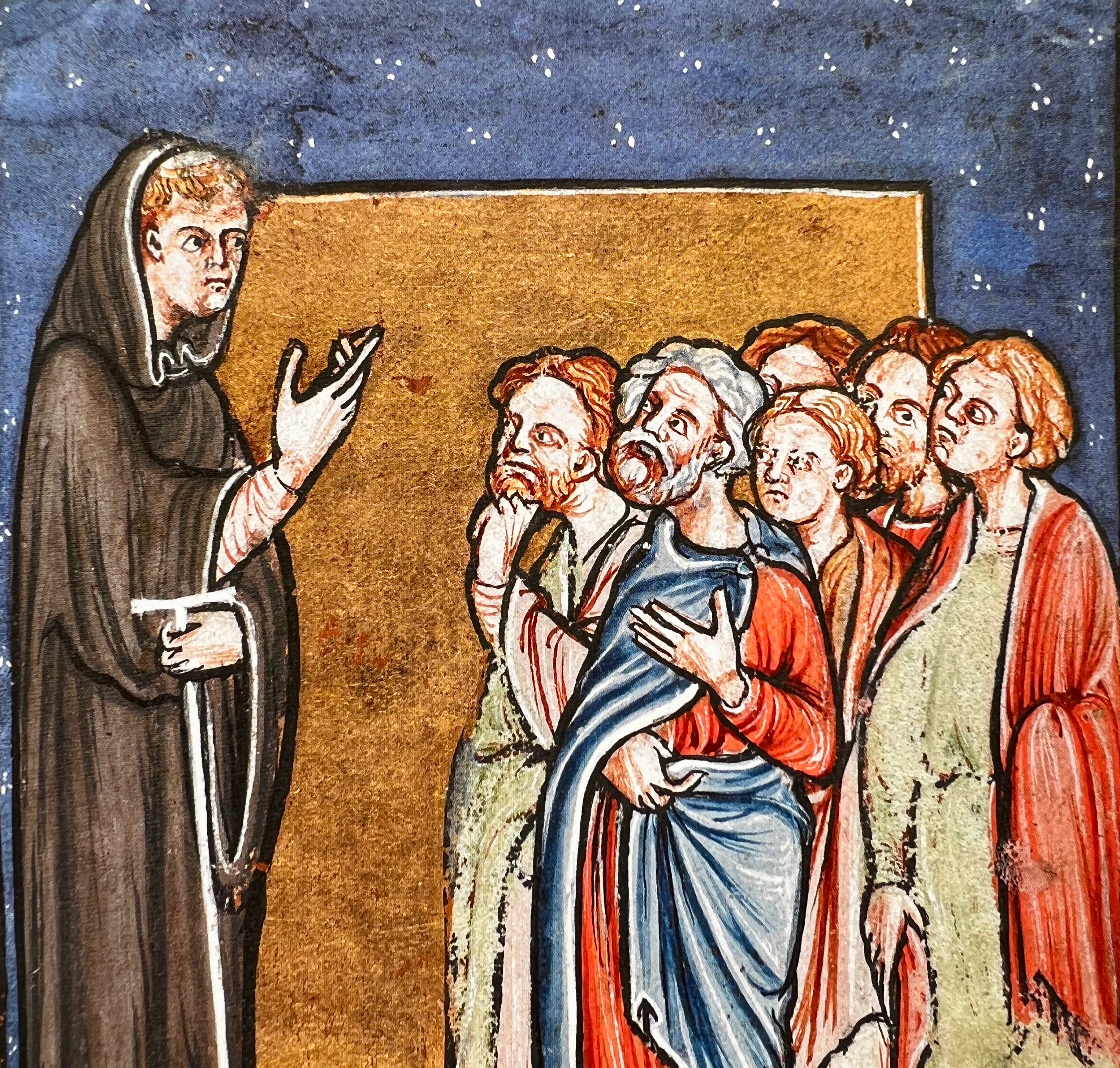 St. Cuthbert delivering a sermon to the Northumbrians