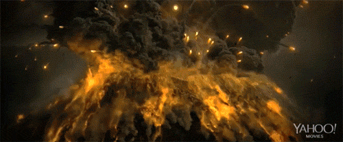 A Gif of a volcano erupting from the movie Pompeii