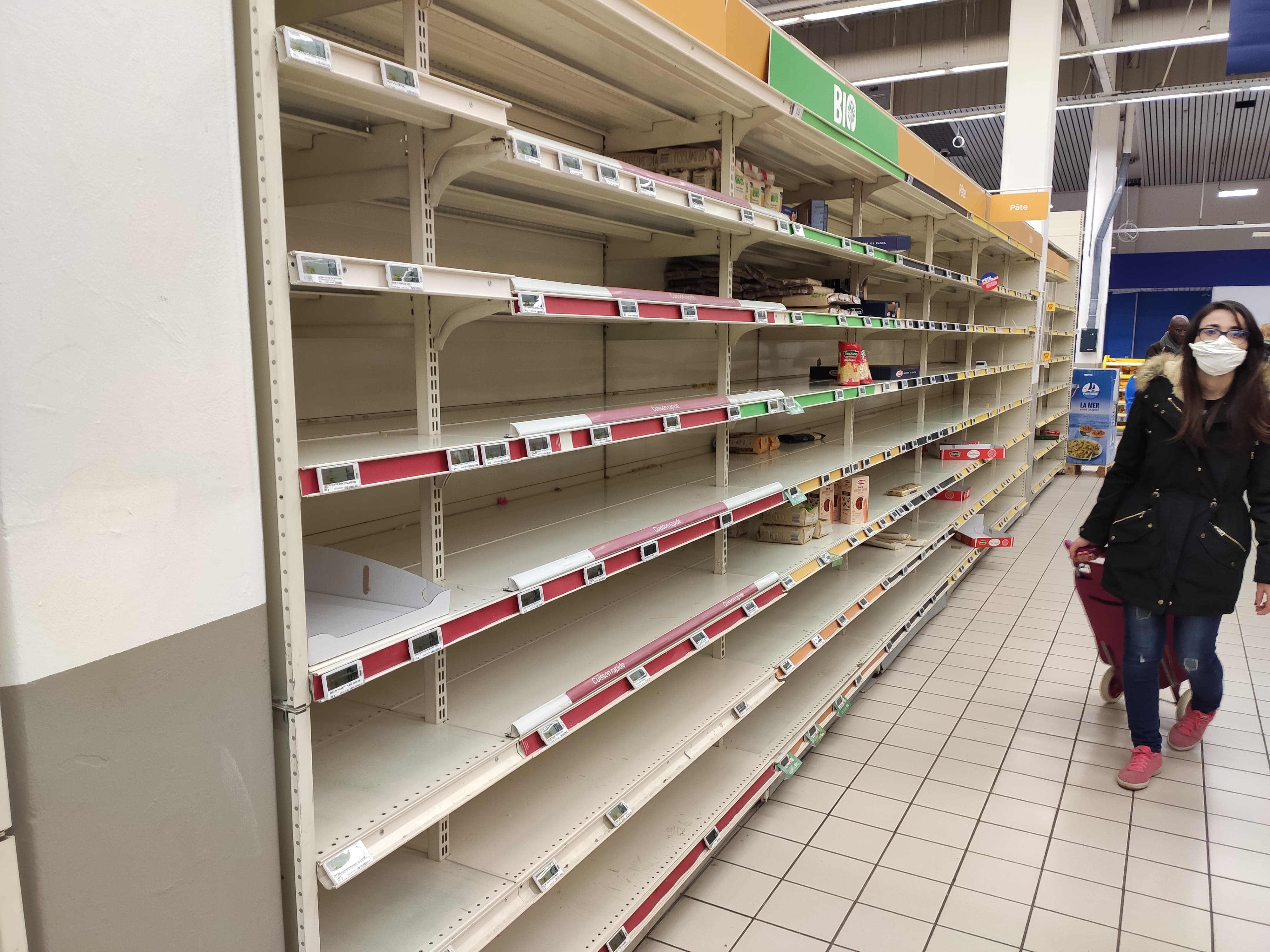 Empty store shelves during the pandemic.